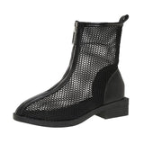 Women's sandals 2023 new summer fashion hollow short front zipper mesh shoes