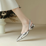 Pointed Toe Women Sandals Dress Heels Shoes Slingback Luxury Chunky Slippers 2024 Summer Flip Flops Pumps New Mujer