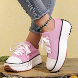 Chunky Platform Sneaker Women 2024 Spring Plus Size Lace Up Canvas Shoes Woman Comfy Thick Bottom Sports Sneaker