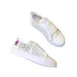 Sneakers 2023 New Women'S Mesh Breathable Casual Shoes Woman White Lace Rose Fashion Comfortable Sports Shoes for