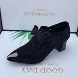 Women's Hollow Mesh Shoes 2023 Summer Women Pumps Fashion Rhinestone Square Heel Pointed Toe Zipper Bow Women Sandals Plus