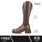 Brown Boots V-Mouth Knight Boots Small Thick-Legged Boots Fat Mm Tall Boots Around Tall Boots Thin Women's
