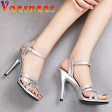 Catwalk High Heels Stiletto Sexy Platform 11cm Sandals Female Summer Red party Shoes Woman Sandals Cross Straps Size