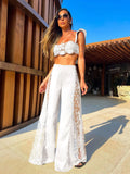 2025 New Split Swimsuit Trousers Beach Set Three-Piece Solid Color