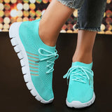 Breathable Running Shoes for Women Non Slip Knitted Green Sneakers Woman Soft Sole Slip On Casual Flats Plus Size
