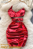 Women Mini Bodycon Party Dress Summer Rhinestone Spaghetti Strap One Shoulder Sleeveless Cutout Slim Night Out Club