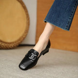 Breakj Leather Shoes Female British Wind 2023 Spring And Autumn New Coarse Heel Single Shoes One Foot Pedalle Shoes Women's