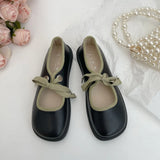 Low Heel Leather Shoes for Women Round Toe School Mary Janes Pumps Fashion Shallow Dress Shoes Soft Sole Single