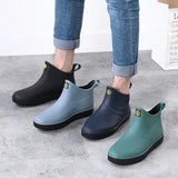 Fashion Men and Women Waterproof Short Rain Boots Non-slip Kitchen Water Shoes Thick-soled Fishing Rubber Shoes Size