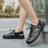 Men Summer Sandals 2023 New Casual Leather Beach Sandals Men's Shoes Free Shipping Breathable Comfortable Soft Roman Men
