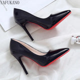 Black Sexy Stiletto High Heels Classic Womens Pumps 6cm/10cm Party Wedding Shoes Fashion Pointed Toe Red Sole Single