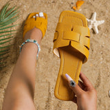 Breakj New 35-42 Women's Summer Large Size Wearing A Word Beach Soft Bottom Side Cold