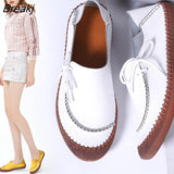 New Plus Size Women's Shoes Fashion Lace up Casual Flat Loafers Female rubber soft sole Walking Shoes zapatillas