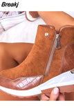Women Boot 2023 Autumn Winter High Top Vulcanize Shoes Women Platfrom Wedges Shoes Zipper Chunky Sneakers Female Shoes Plus