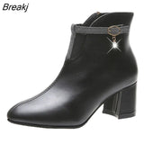 Women Boots 2023 Autumn and Winter High Heels Ankle Shoes Boots Leather Booties Feminina Woman fashion