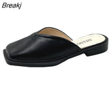 Deformed Heel Autumn Luxury Chain Square Head Shallow Flat Shoes Women's Lazy Loafer Casual Flat Square Heels Lolita