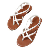 Breakj Sandals Women Summer 2024 New Woven Solid Color Herringbone Toe Casual Women's
