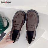 bown Punk Platform Women Loafers Round Toe Chunky Vintage Shoes Women Slip on flats Women Pumps mary janes Loafers