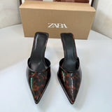Breakj New 2025 Summer French High Heel Fine Tip Behind The Empty Bag Show Off Fashion Fashion Wearing