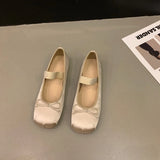 Pink Ballet Shoes Fairy Shoes 2024 New Spring Vintage Satin Silver Mary Jane
