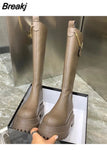 Winter Knee High Shaft Shoes for Woman New Rock Women's Boots Black Long Platform Fashion 2023 Gyaru Waterproof Goth