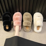 Thick-Soled Woolen Slippers For Women's 2024 Autumn And Winter New Korean Parallel Bars Soft-Soled Outdoor Cotton