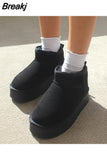 Flats Platform Women Snow Boots Suede Plush Warm Casual Shoes 2023 Winter New Thick Goth Fashion Shoes Chelsea Women