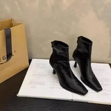 Women Boots High Heels Shoes Luxury Designer Boots-Women Stiletto Ankle Pointy Fashion Stockings Rubber 2024 Ladies Lace-Up