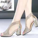 Women Sandals Rhinestone Thick High Heels Fashion Woman Shoes Ladies Buckle Open Toe Sandals Feamle Casual Platform