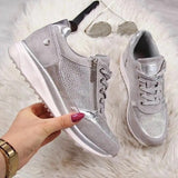 Women Casual Shoes 2023 New Fashion Wedge Flat Shoes Zipper Lace Up Comfortable Ladies Sneakers Female Vulcanized