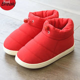Women Winter Waterproof Down Shoes Plus Size 45 Warm Plush Flat Snow Boots Woman Indoor Non-slip Couple Cotton