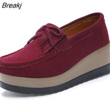 Women Platform Shoe Leather Suede Plush Slip on Sneakers Casual Tassel Fringe Loafers Moccasins Summer Female