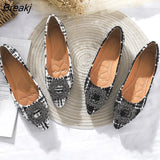 Summer Women Shoes Luxury Brand Women Flats Pointed toe Office Ladies Plaid Shoes Woman Boat Shoes Big Size 42