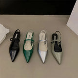 Sandals Woman Leather Suit Female Beige Shoes Lady 2024 Ankle Strap Shallow Mouth Cross Summer Heels Low-heeled Black New