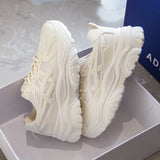 New Leather Chunky Sneakers Women's Sports Shoes Ladies Thick White Black Sneakers Women Tennis Vulcanized Shoes