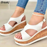 Toe Shoes Sandals Women Summer Casual Peep Toe Sandal Thick Bottom Wedge Shoes Sexy Elegant High Heel Sandals Plus size
