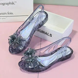 with Medium Heels Summer 2023 Bow Sandals for Women Beach Ladies Shoes Jelly Plastic Pvc Trend Anti Slip Hot Shoe