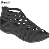 Women Sandals Round Toe Hollow wedges Sandals Casual Closed Toe Flat Rome Sandals plus size Leopard