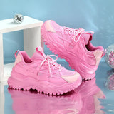 Pink Platform Sports Shoes for Women 2023 Autumn Non Slip Chunky Sneakers Woman Fashion Couple Student Thick Sole Dad