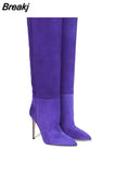 Women High Knee Boots Large Size Slip-on Long Boots Women Stiletto Designer Shoes Sexy Pointed Toe High-heeled Demonia