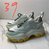 Size Women's Thick Bottom Sneakers Mixed Colors Lace-Up Print Botas mujer Air Mesh Square Toe Sandals Women Shoes Trend