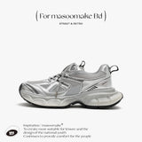 Summer Sneakers New Korean Mesh Breathable Platform Dad Shoes Women's Student Casual Thick Sole Silver Sport Running