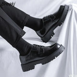 Men High Sole Platform Casual Leather Shoes Man Japan Harajuku Korean Streetwear Fashion Business Wedding Leather