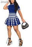 New 2023 Dress Sets Fashion Casual Matching Set Short Sleeve Tops+A-line Pleated Skirt Summer 2 Piece Sets Women