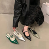 Sandals Woman Leather Suit Female Beige Shoes Lady 2024 Ankle Strap Shallow Mouth Cross Summer Heels Low-heeled Black New