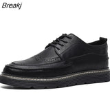 Fashion Brogues Men Casual Shoes Flat Thick Sole Male Footwear Black Autumn Ealry Winter Shoes