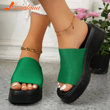 Heeled Women's Slippers 2023 European Style Comfy Walking Beach Sandal Summer Outside Simply Lady Slippers Plus Size