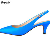 5cm Low Heels Casual Back Empty Buckle Red Wedding Daily all-match Sandal Shoes Pointed High Large Size