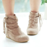 Ankle Boots Winter Shoes For Women Flat Heel Zipper Boots-Women Round Toe Low 2024 Rubber Over-the-Knee Ladies Autumn PU
