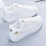 Women Casual Shoes New Spring Fashion Embroidered White Breathable Flower Lace-Up